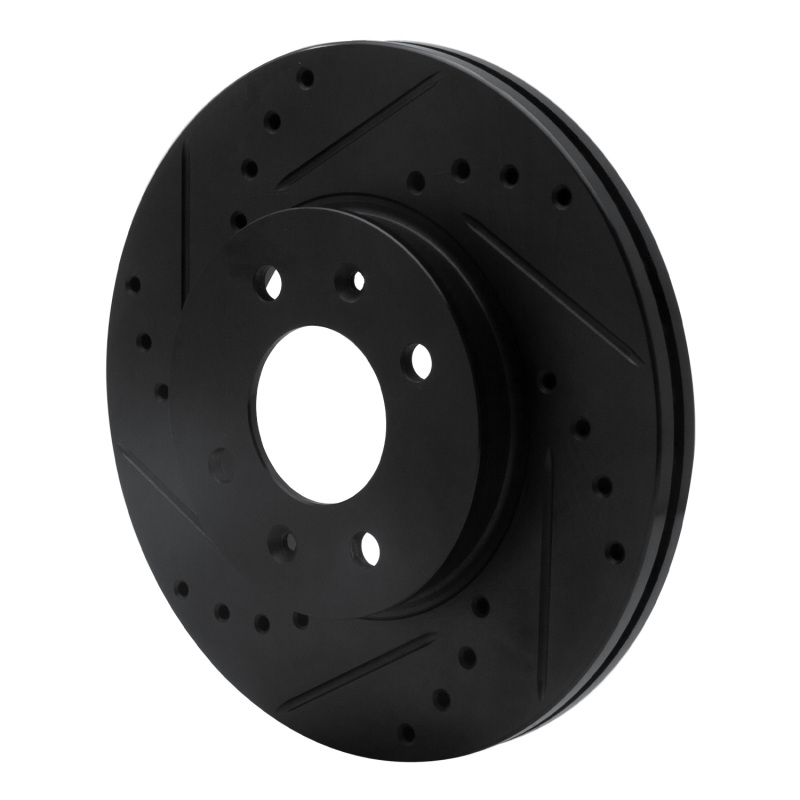 Dodge Attitude Brake Rotor (1) - Front Left - R1 Concepts - Drilled & Slotted - Black - `12-`25